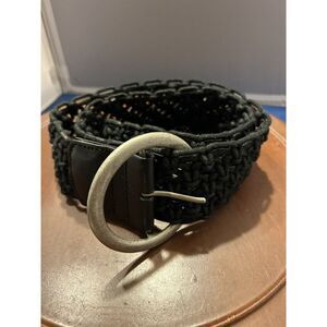 Vintage Genuine Leather Braided Black Belt Size S Boho Western Hippie Cowgirl‎